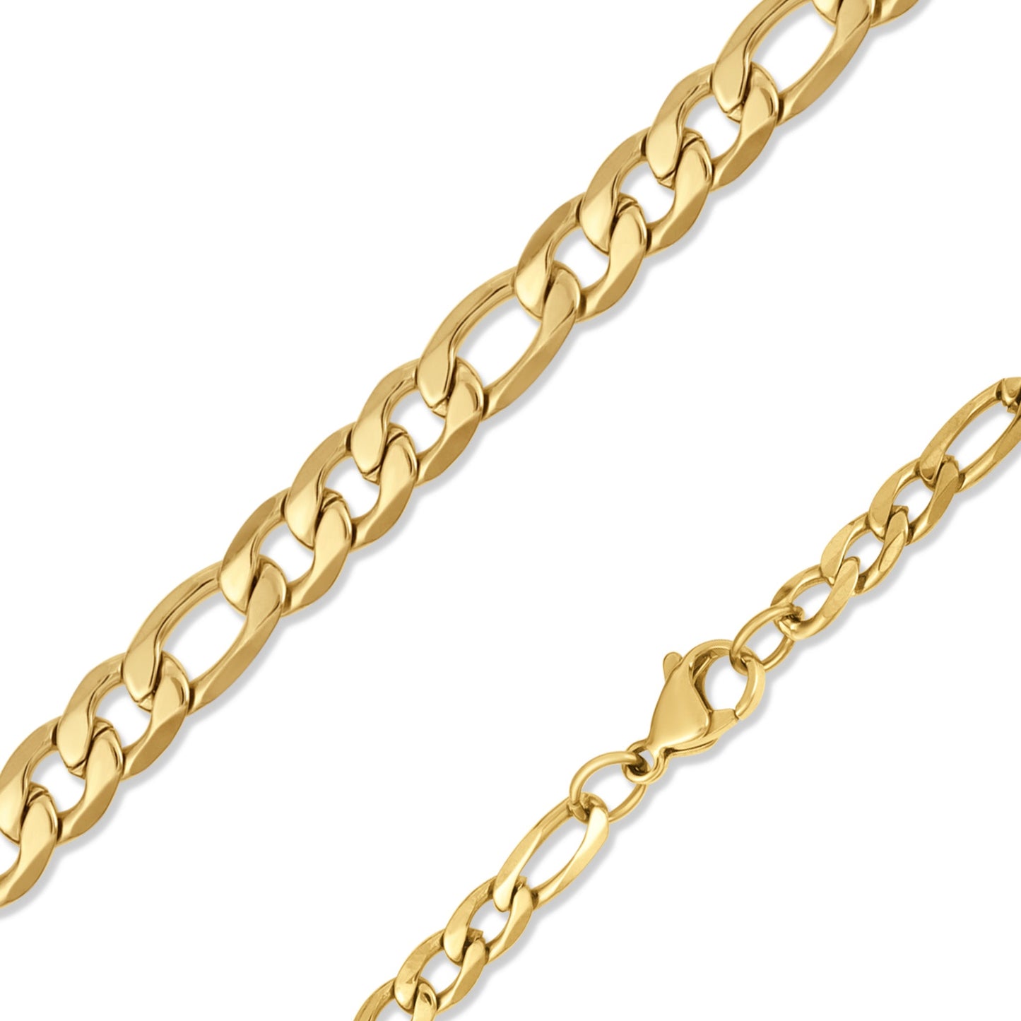 18K Gold PVD Stainless Steel Figaro Chain Necklace 12mm x 30"