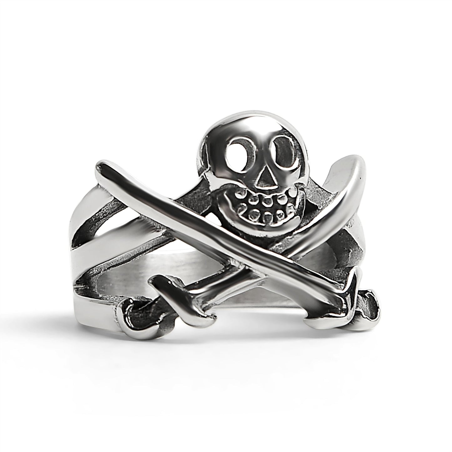 Pirate Jolly Roger Skull With Crossed Swords Ring