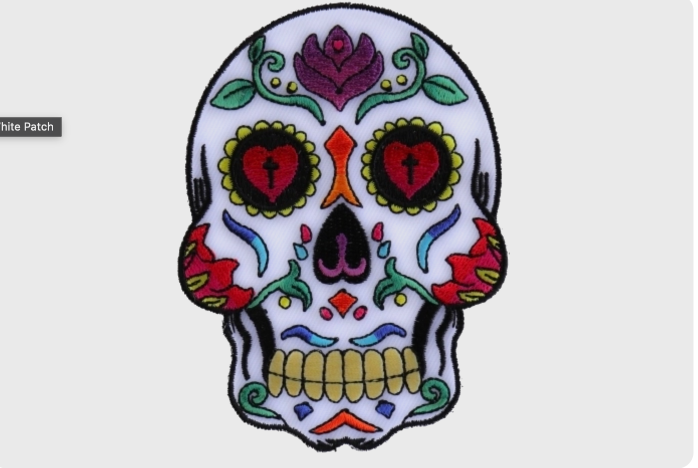 P#3226 sugar skull wht heart & cross eyes