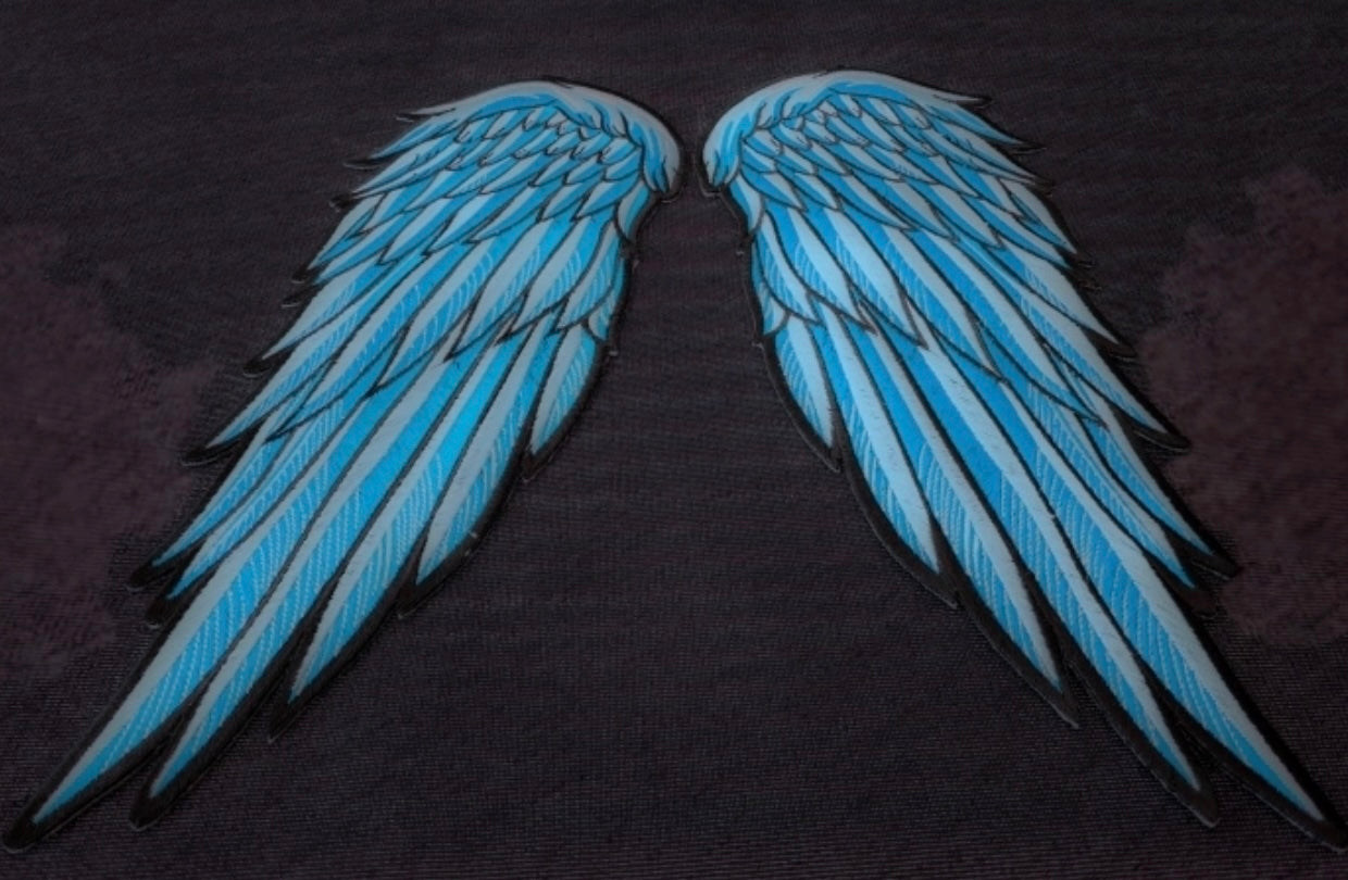 BP#3363 - Angel Wings in blue Patch