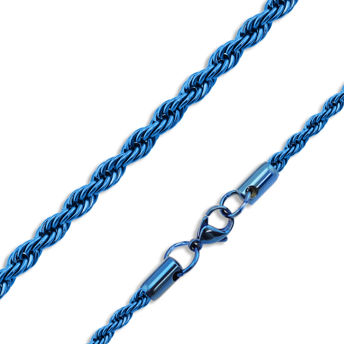 20" 7mm Blue Rope Chain Necklace