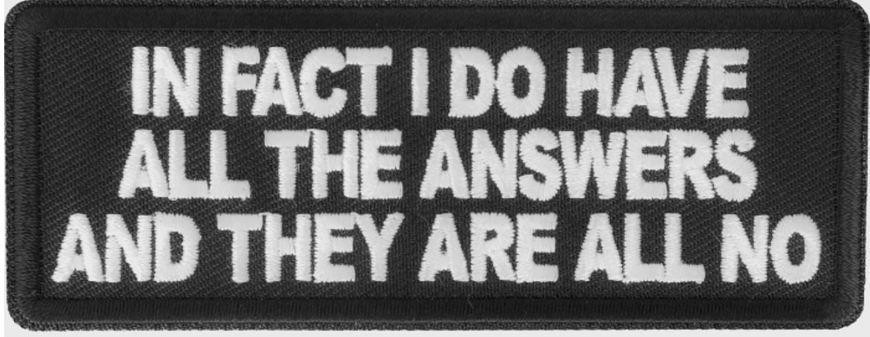 P#3355 - In fact I do have all the answers and they are all no patch