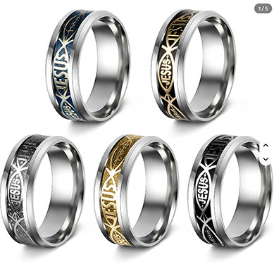 Jesus Black Gold ring #8
