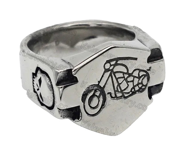 Motorcycle & HD LOGO with skulls ring #11