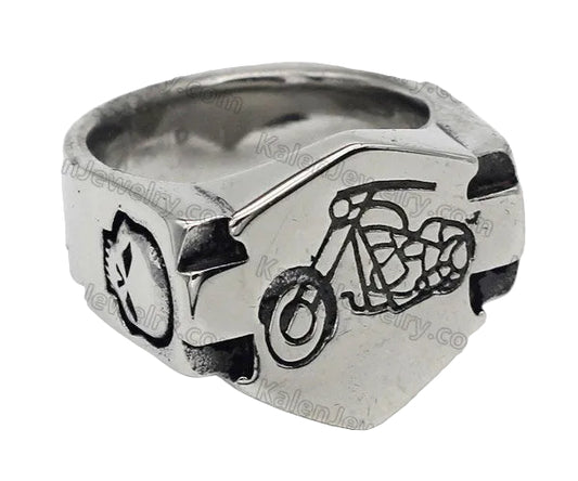 Motorcycle & HD LOGO with skulls ring #11