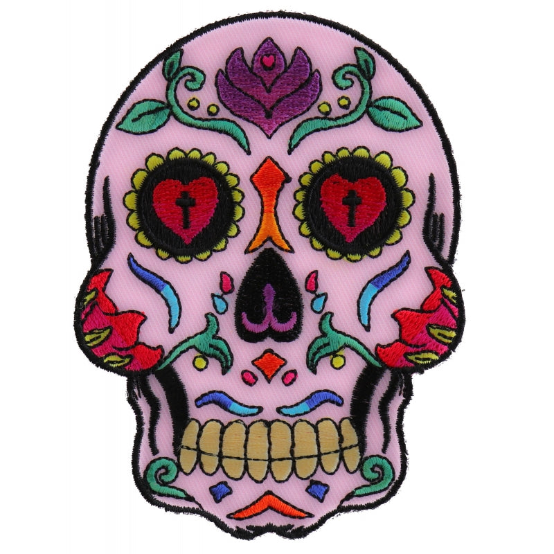 P#3224- Lt blue hearts and crosses for eyes sugar skull