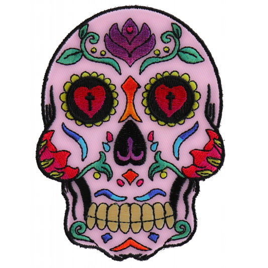 P#3224- Lt blue hearts and crosses for eyes sugar skull