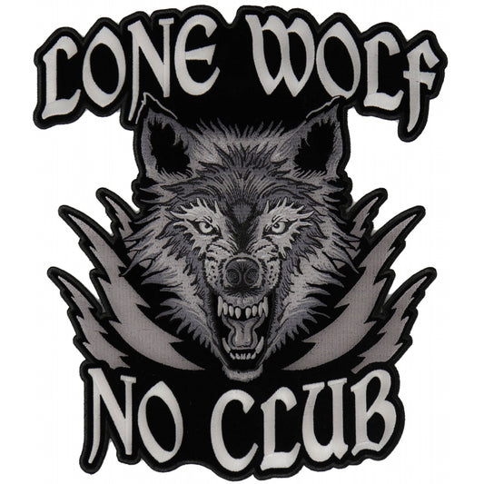 BP#018- Lone Wolf no club "Wolf head" jumbo back patch