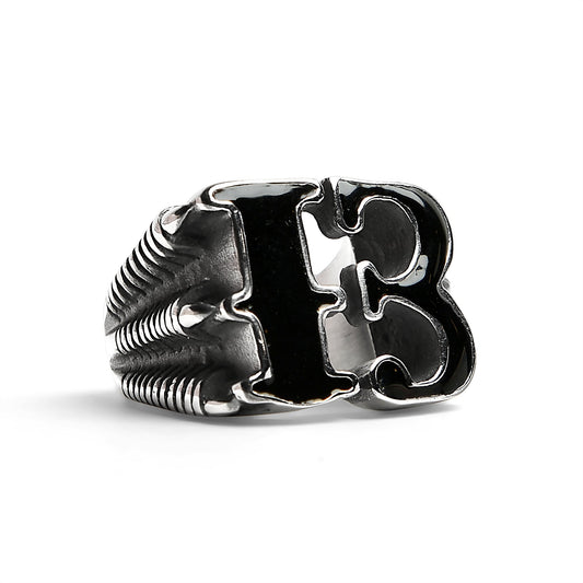 Stainless Steel Black Gothic "13" Dragon Claw signet