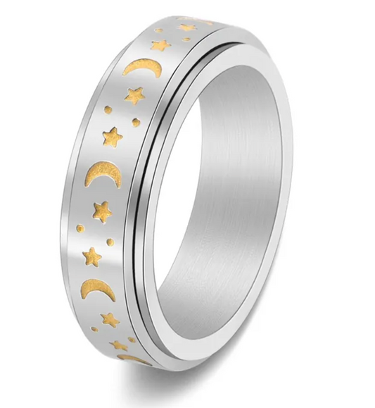 Glow Spinner Star & Moon Ring #12