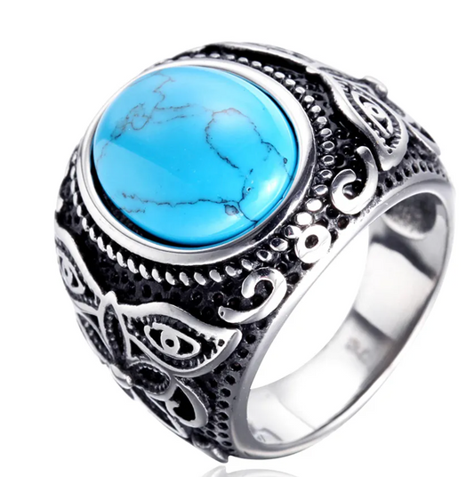 Turquoise Stone Floral Ring #11