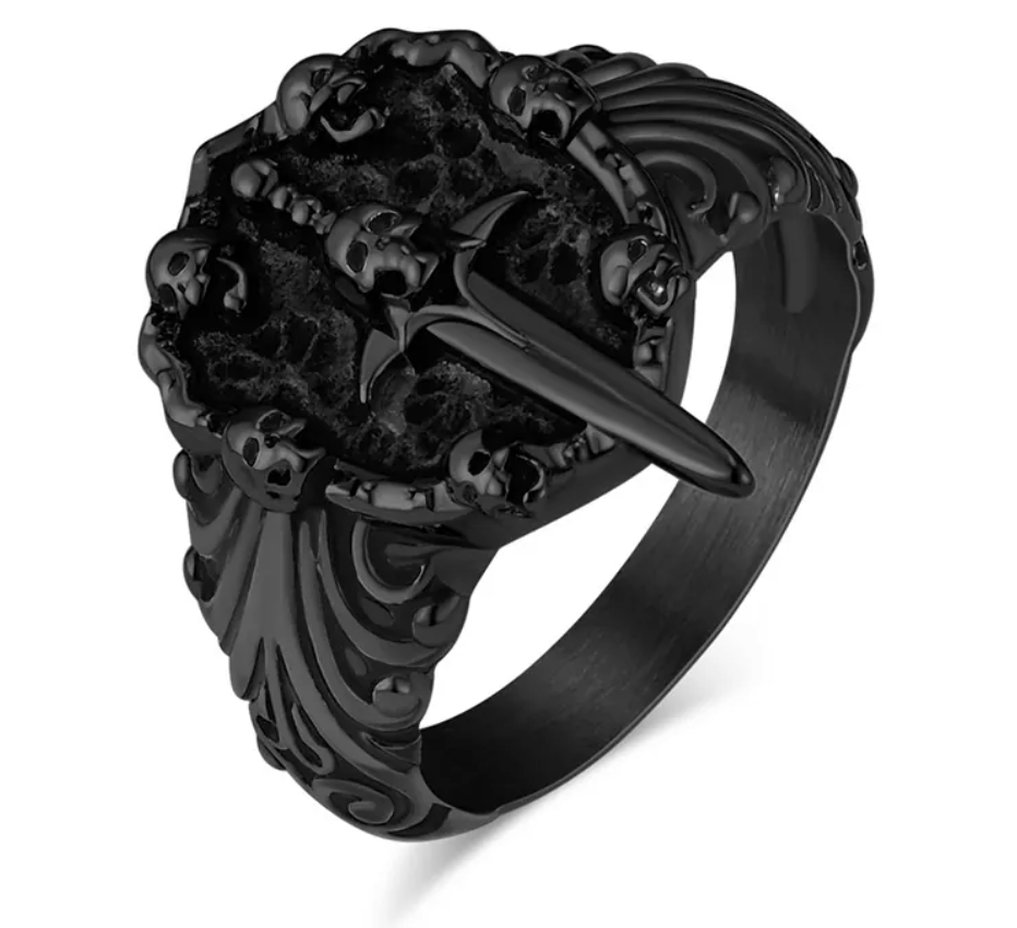 Black sword and shield ring #13