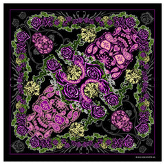 pink and green SUGAR SKULL PAISLEY BANDANA