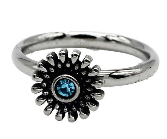 Daisy rotating Ring with Blue jewel #8