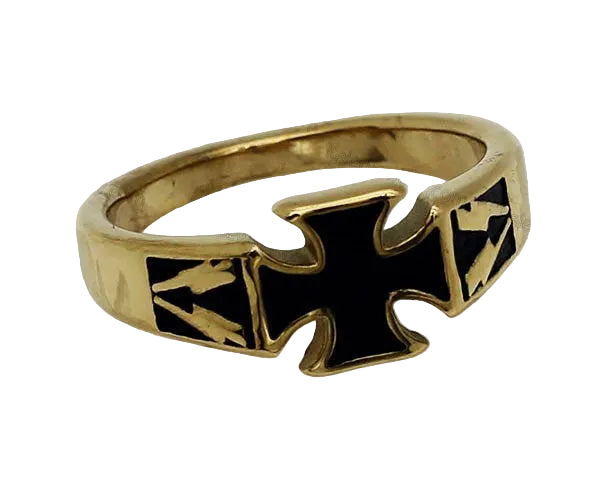 Gold Iron Cross with lightning bolts