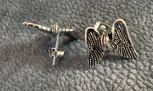 Wings and wheels post earrings