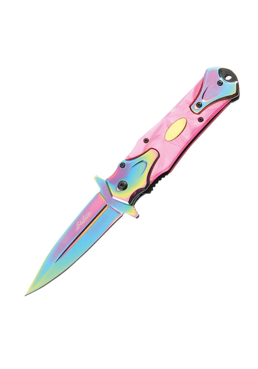 Snake Eye - Spring Assisted Knife - Rainbow pink
