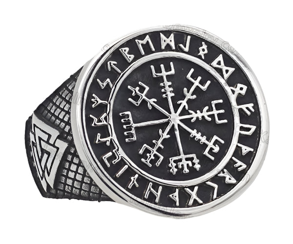 Vegisvir Viking wayfinder compass ring size #11